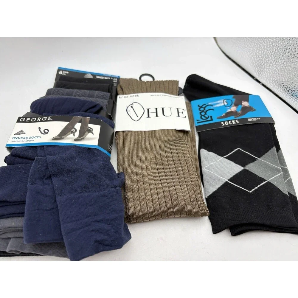 Women’s Socks Lot Of 8 Pairs George HUE L’eggs Trouser Knee High NWT